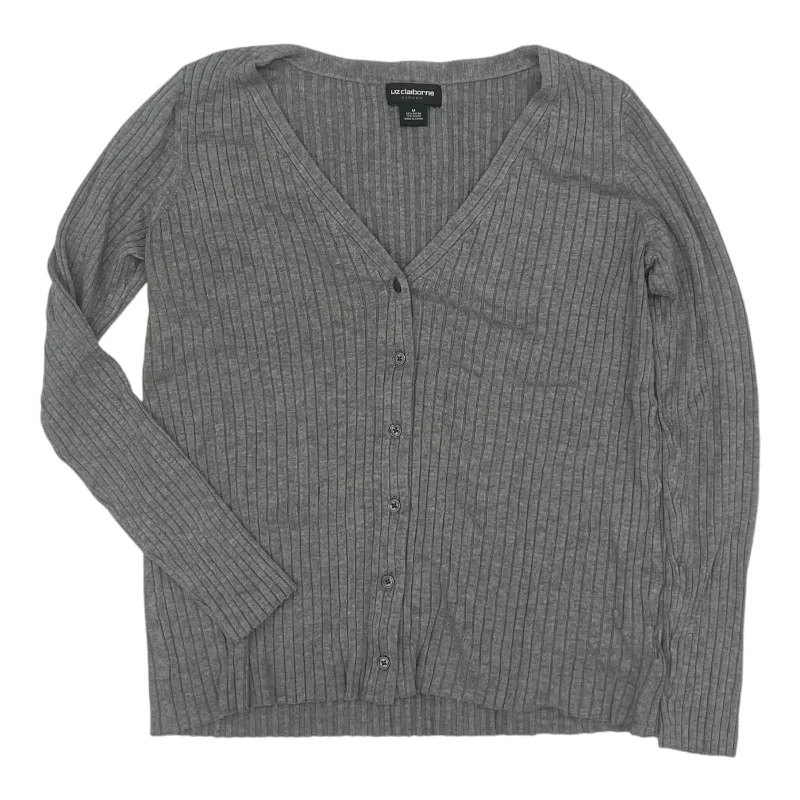 Price Rollback Sweater Cardigan By Liz Claiborne In Grey, Size:M