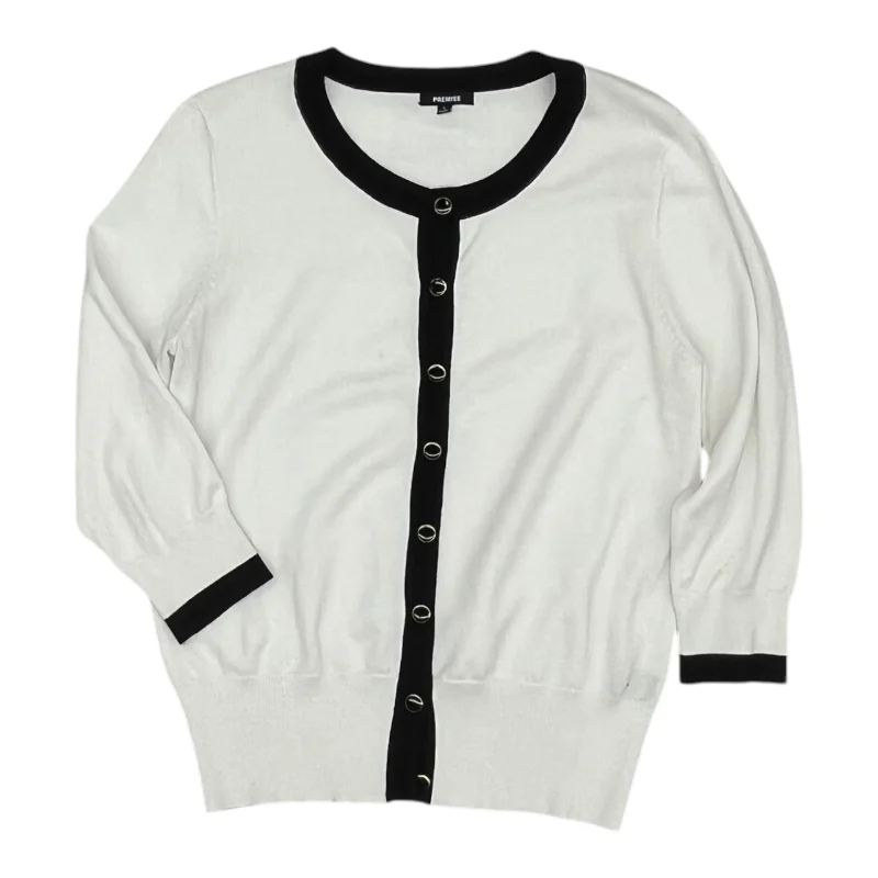 Extra Savings Sweater Cardigan By Premise In White, Size:L