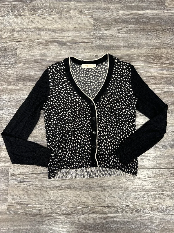 Members Only Sweater Cardigan By Tory Burch In Black & Cream, Size: Xs