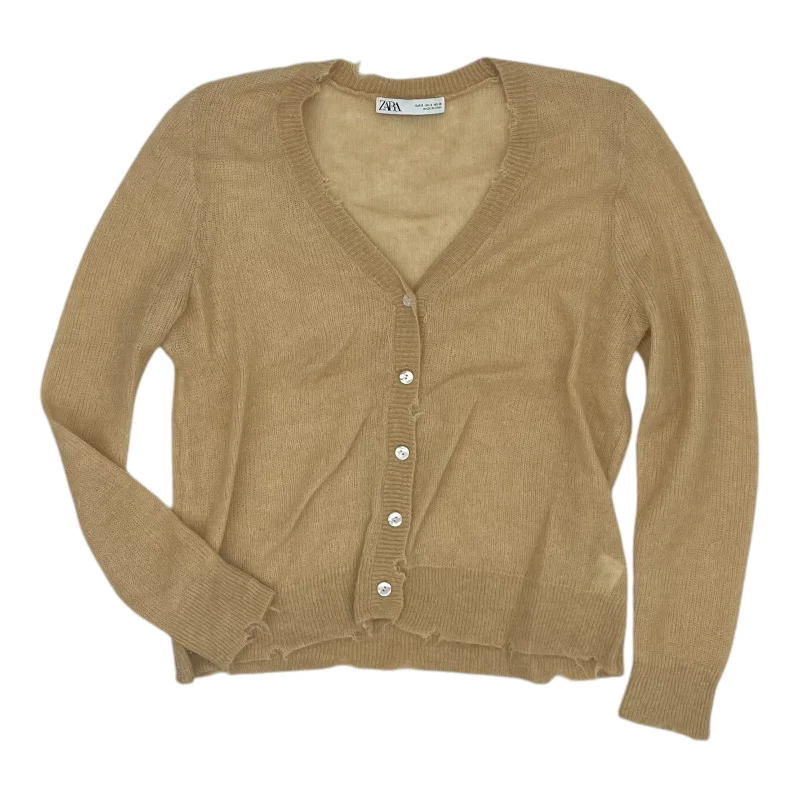 Huge Discounts Sweater Cardigan By Zara In Tan, Size:S