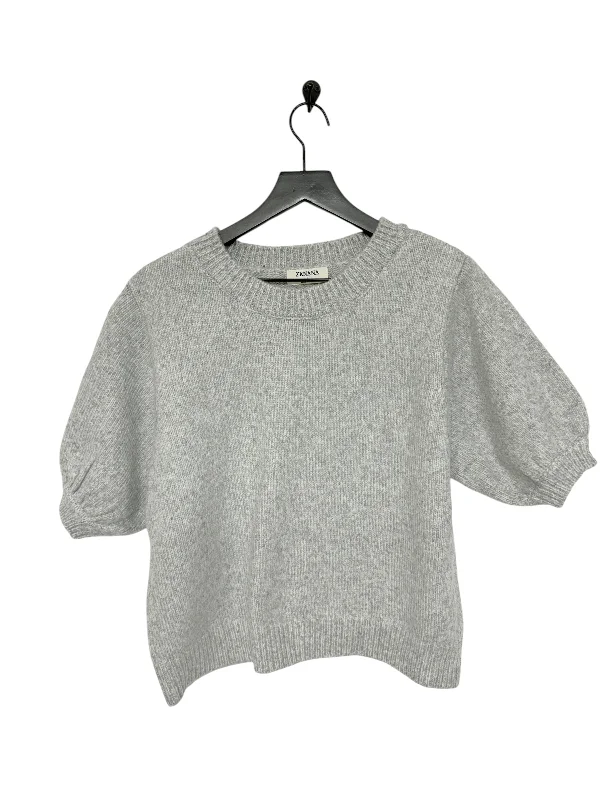Price Drop Sweater Short Sleeve By Zenana Outfitters In Grey, Size: L