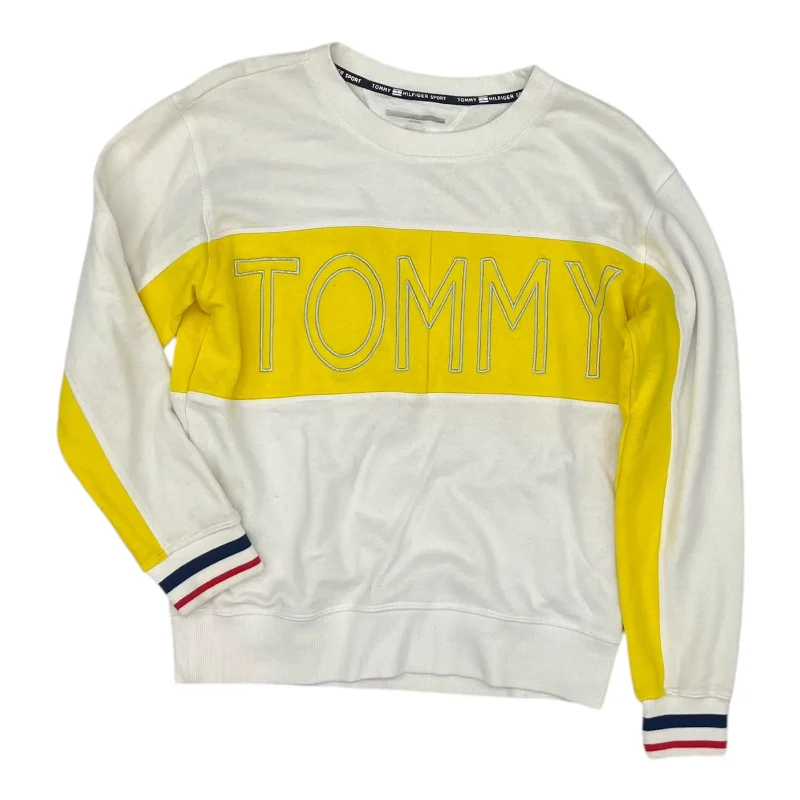 Midnight Sale Sweatshirt Crewneck By Tommy Hilfiger In White & Yellow, Size:S
