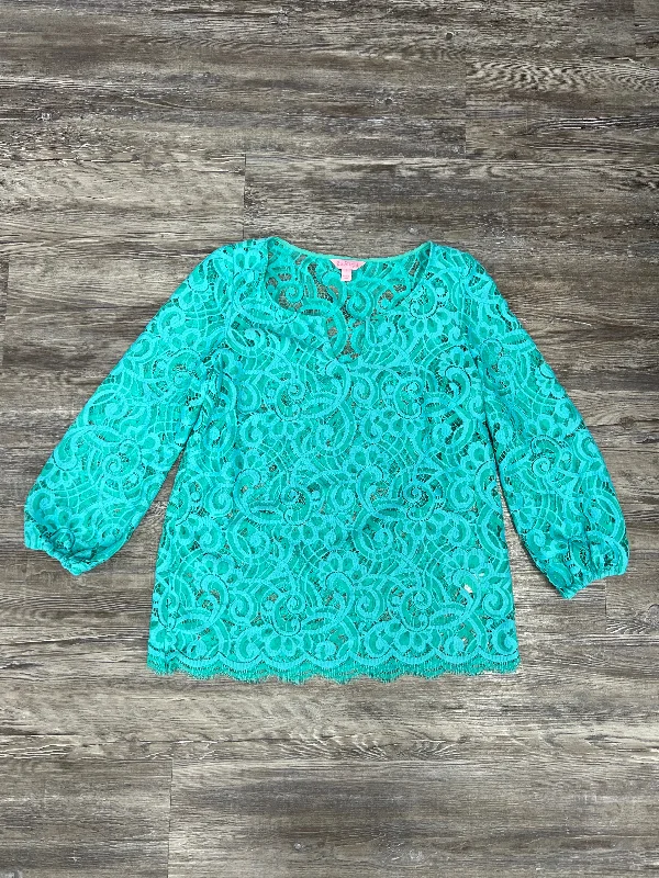 Weekend Special Teal Top Long Sleeve Lilly Pulitzer, Size S