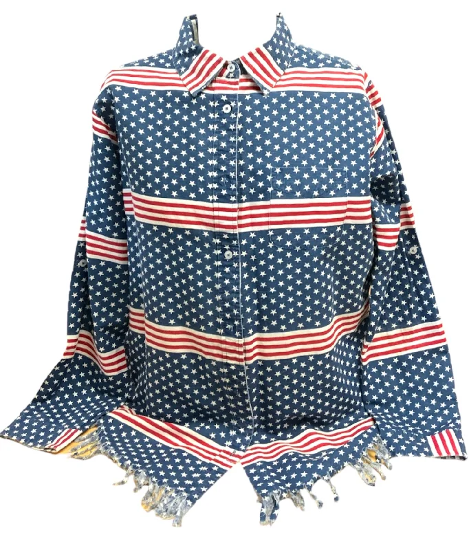 Don't Wait Tizzie Women's Shirt Blue Stars XL