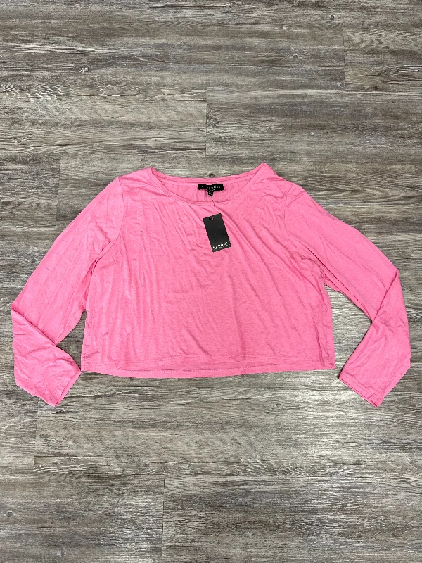 Low Prices Top Long Sleeve Basic By Eloquii In Pink, Size: 3x