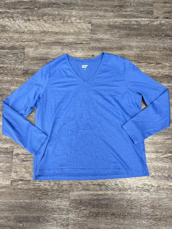 Clearance Sale Top Long Sleeve Basic By Lands End In Blue, Size: L