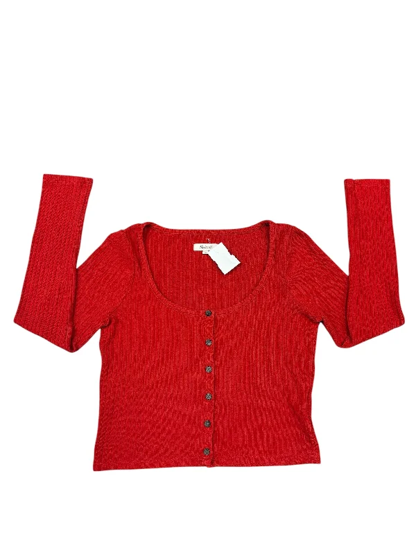 Crazy Deals Top Long Sleeve Basic By Madewell In Red, Size: M