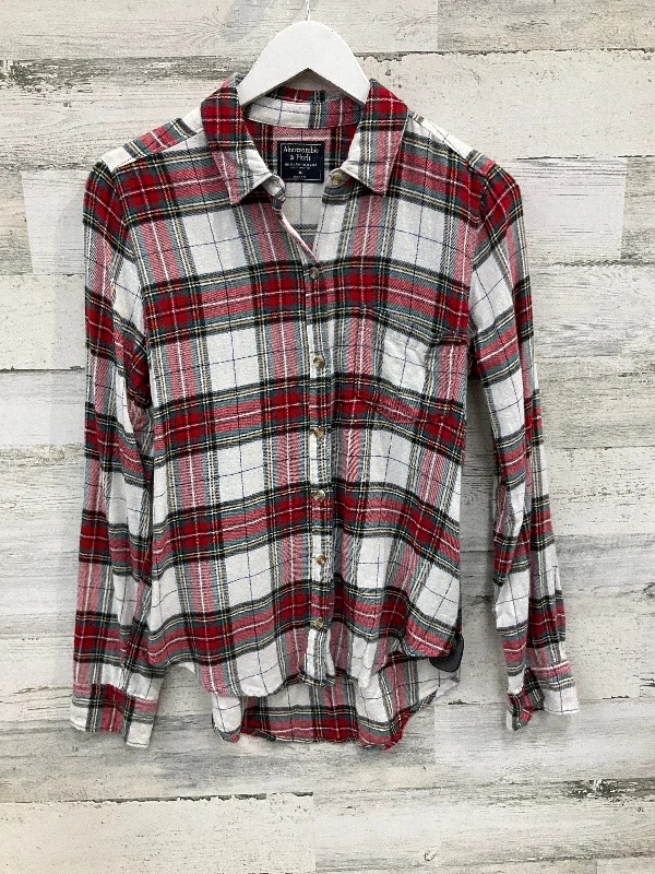 Savings Spectacular Top Long Sleeve By Abercrombie And Fitch In Plaid Pattern, Size: M