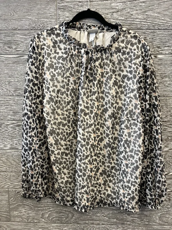 Last Chance Top Long Sleeve By Ava & Viv In Animal Print, Size: 2x
