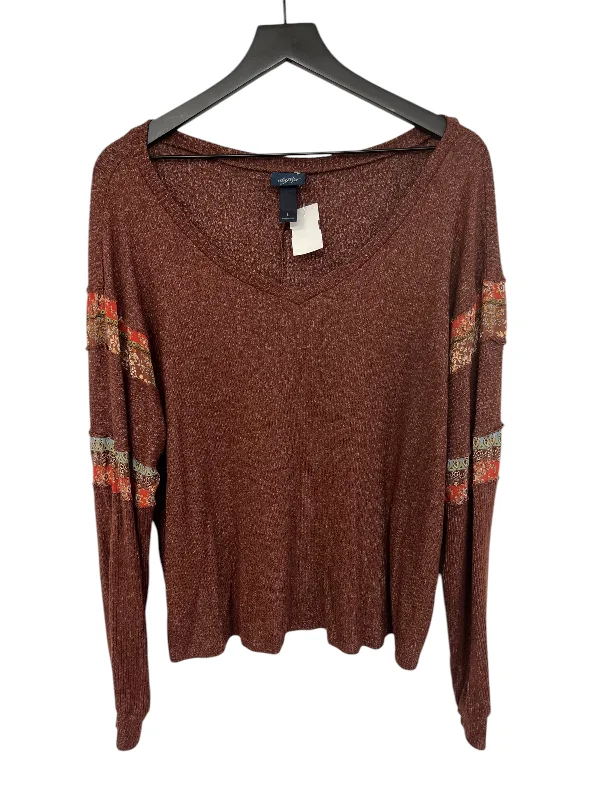 Limited Time Discount Top Long Sleeve By Daytrip In Brown, Size: L