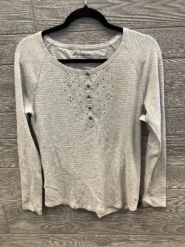 Exclusive Access Top Long Sleeve By Eddie Bauer In Grey, Size: L