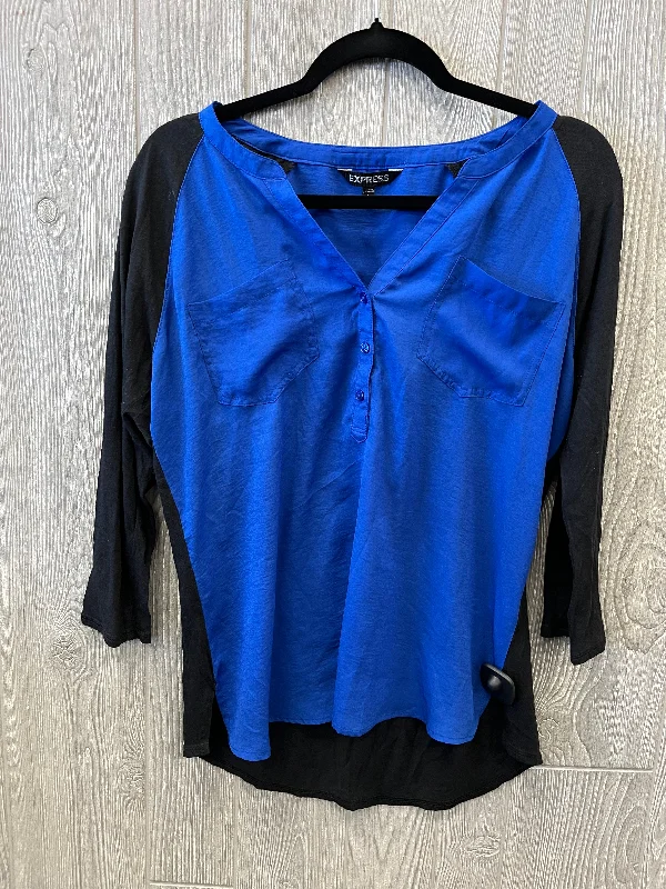 Buy More, Save More Top Long Sleeve By Express In Black & Blue, Size: L