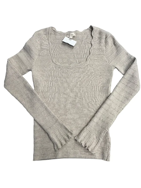 Price Slash Top Long Sleeve By Hem & Thread In Tan, Size: S