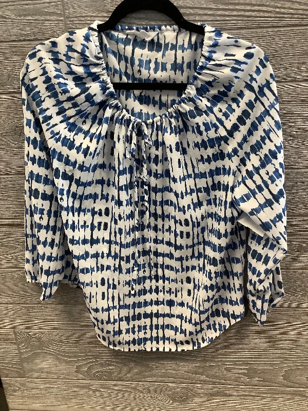 Limited Time Discount Top Long Sleeve By Jack In Blue & White, Size: S