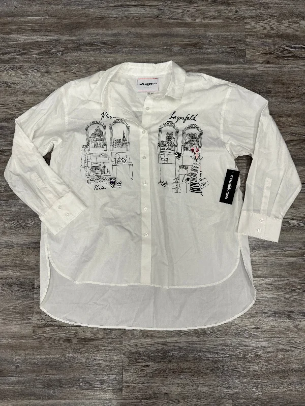 Closeout Top Long Sleeve By Karl Lagerfeld In White, Size: Xl