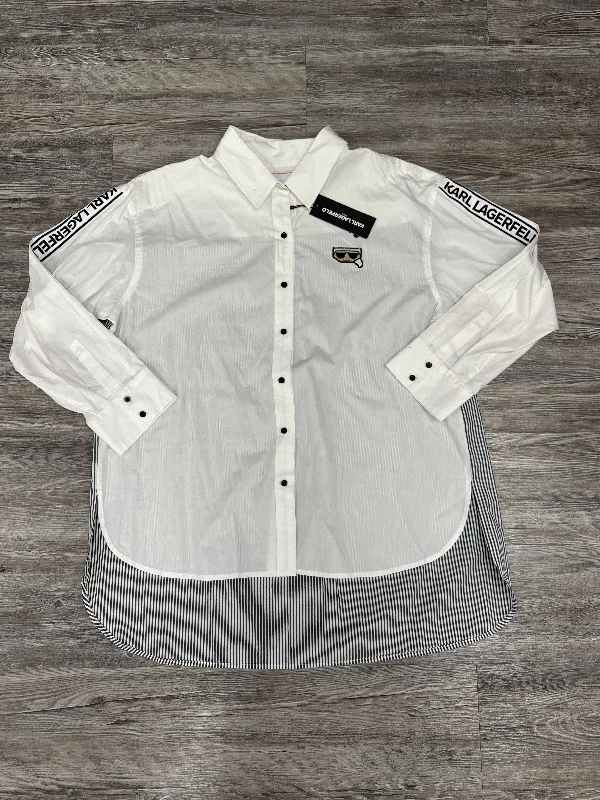 New Deals Top Long Sleeve By Karl Lagerfeld In White, Size: Xl