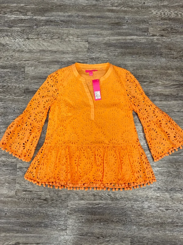 Seasonal Sale Top Long Sleeve By Lilly Pulitzer In Orange, Size: S
