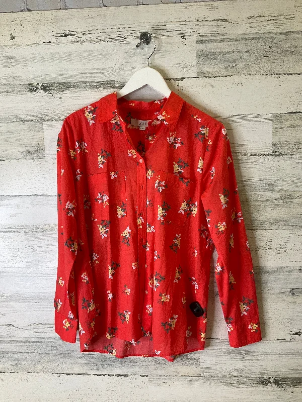 Members Only Top Long Sleeve By Loft In Orange, Size: M