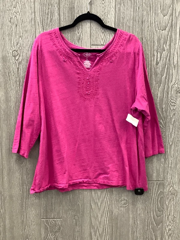 Today’s Deal Top Long Sleeve By St Johns Bay In Pink, Size: 2x