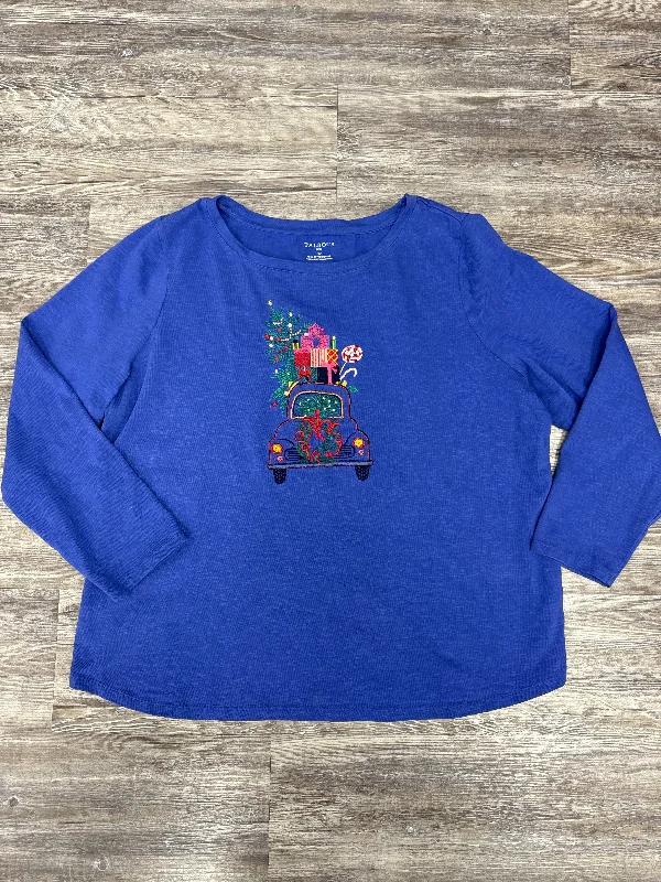 Exclusive Access Top Long Sleeve By Talbots In Blue, Size: 2x