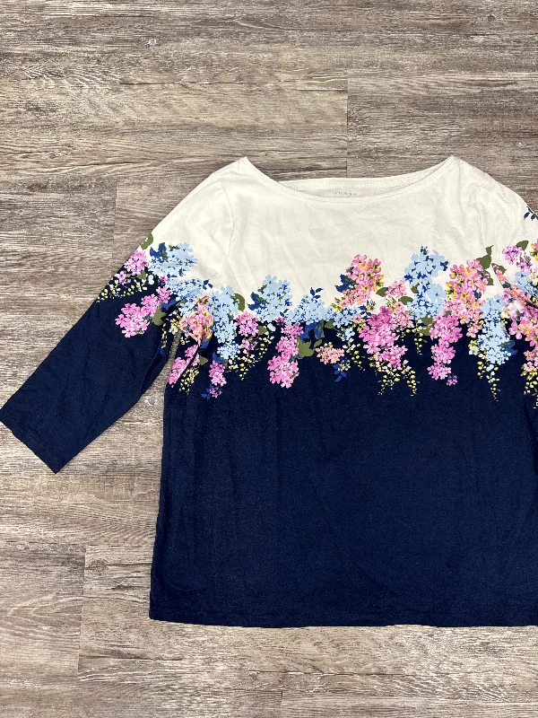Online Only Top Long Sleeve By Talbots In Blue & White, Size: 1x