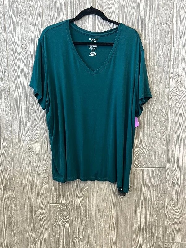 Super Sale Top Short Sleeve Basic By Nine West In Green, Size: 1x