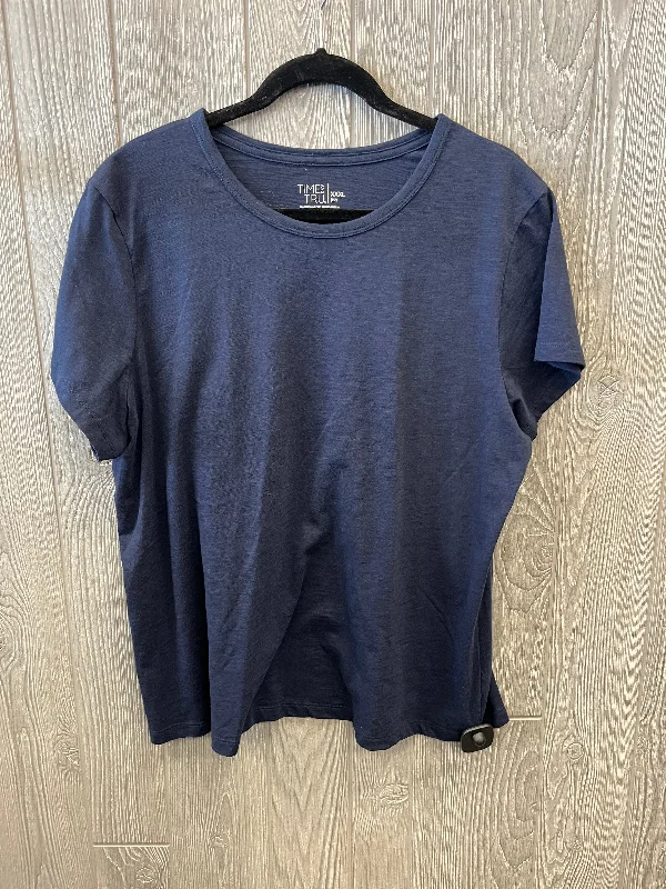 Limited Time Offer Top Short Sleeve Basic By Time And Tru In Navy, Size: 3x