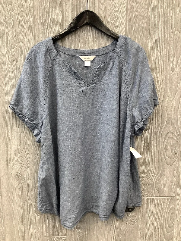 Massive Deals Top Short Sleeve By Cj Banks In Blue, Size: 2x