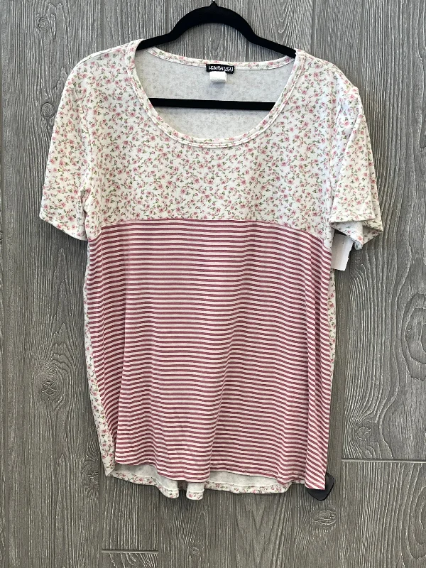 Now or Never Top Short Sleeve By Heimish Usa In Pink & White, Size: L