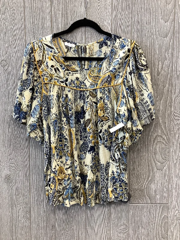 Markdown Madness Top Short Sleeve By Maurices In Blue & Yellow, Size: Xl