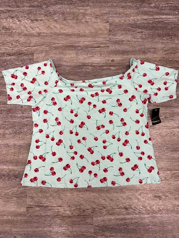 Super Deal Top Short Sleeve By Retro Chic by Torrid In Blue, Size: 1x