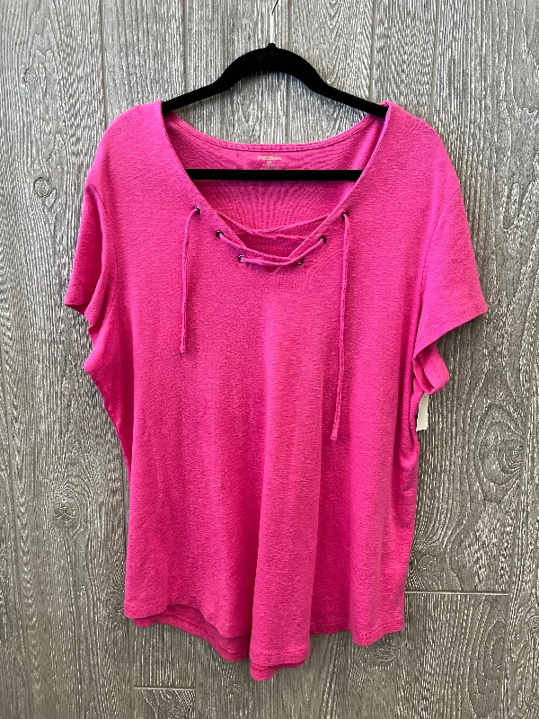 Price Reduction Top Short Sleeve By Ruff Hewn In Pink, Size: 2x