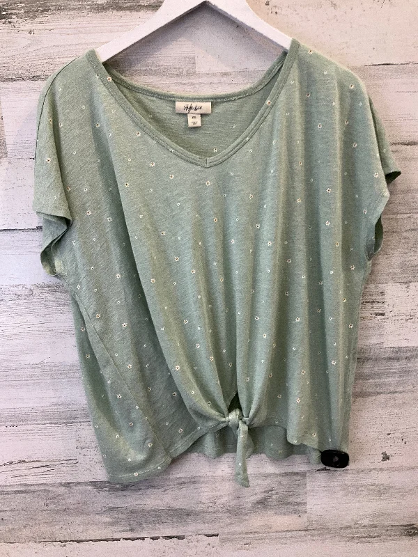 Limited Edition Top Short Sleeve By Style And Company In Green, Size: Xxl