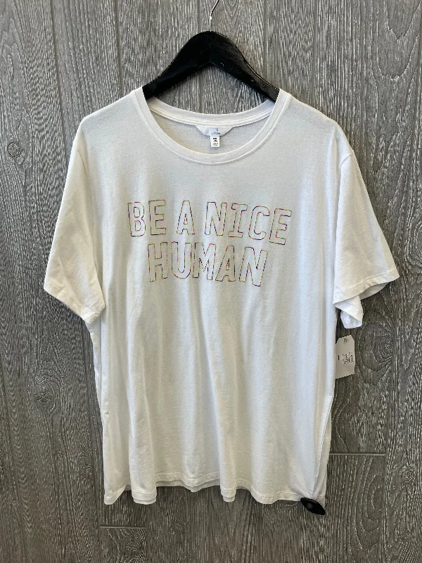 Bargain Prices Top Short Sleeve By Time And Tru In White, Size: Xxl