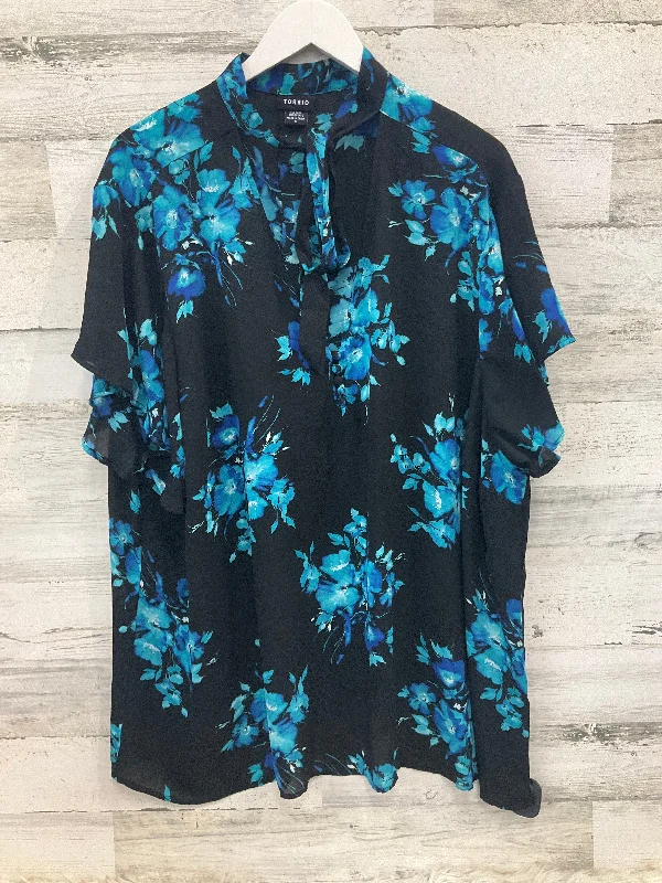 Markdowns Top Short Sleeve By Torrid In Black & Blue, Size: 6