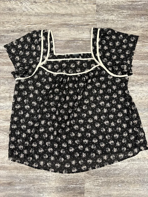 Time-Limited Offer Top Short Sleeve By Torrid In Black & Cream, Size: 1x