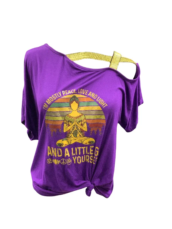 Seasonal Clearance Women's Top Screen Peace Purple M