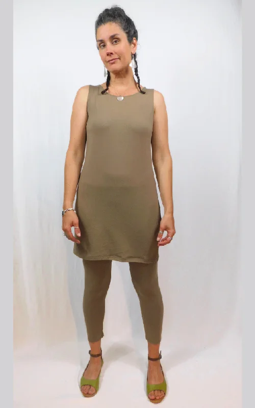 Daily Deals Bamboo Long Crew Slim Tunic Dress - Americano
