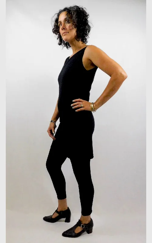 Buy Now Bamboo Long Crew Slim Tunic Dress - Black