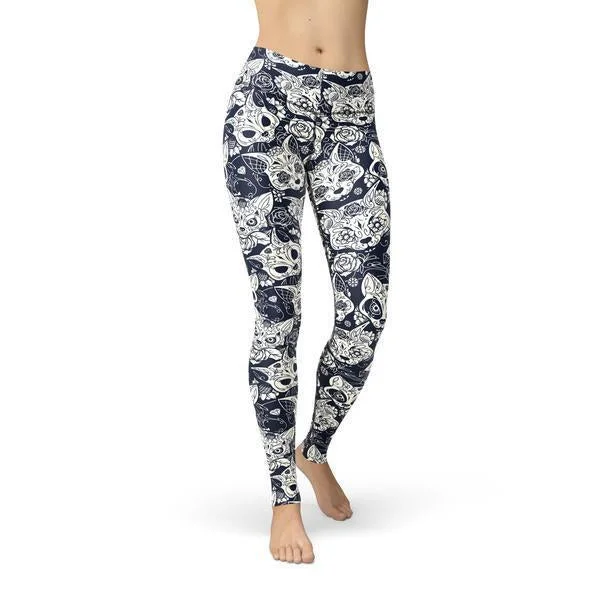 One-DAY Sale Beverly Cat Sugar Skulls Leggings