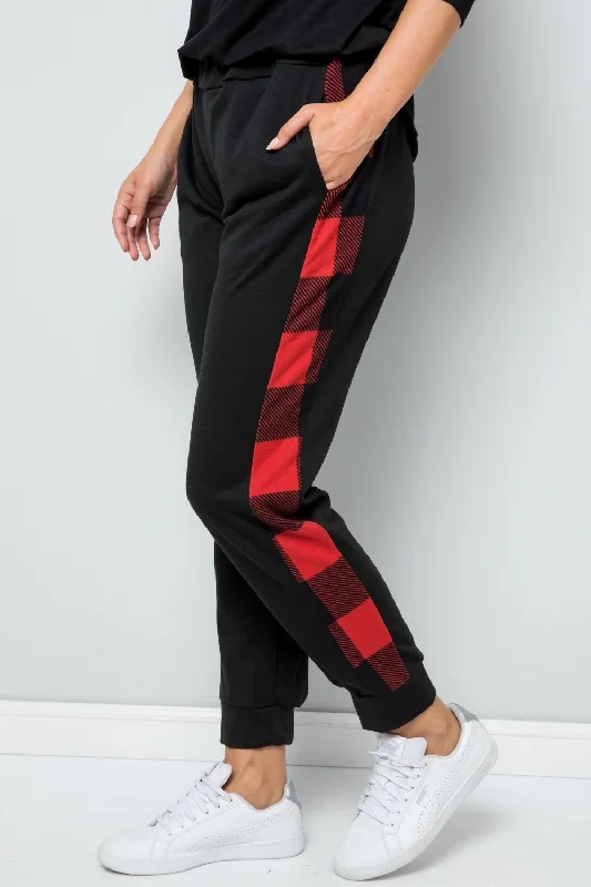 Quick Sale Celeste Design Full Size Plaid Side Print Sweatpants