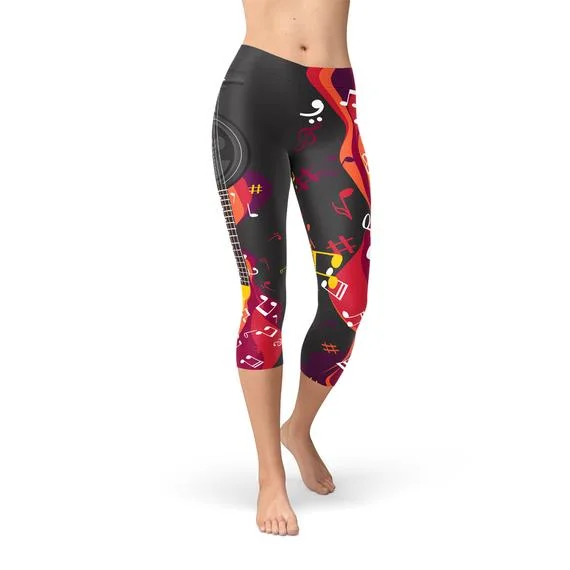 Best Seller Guitar and Music Note Capri Leggings