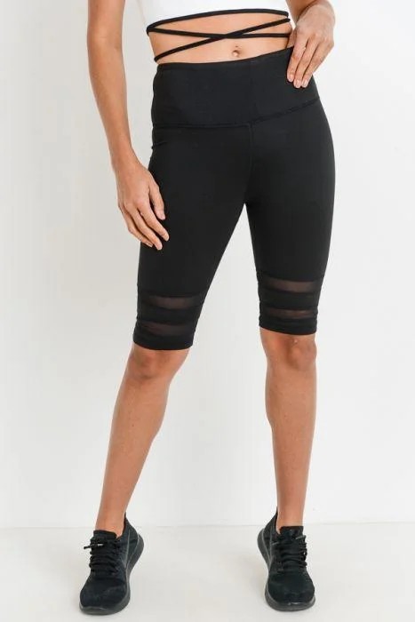 Deep Discounts Highwaist Double Mesh Band Short Leggings