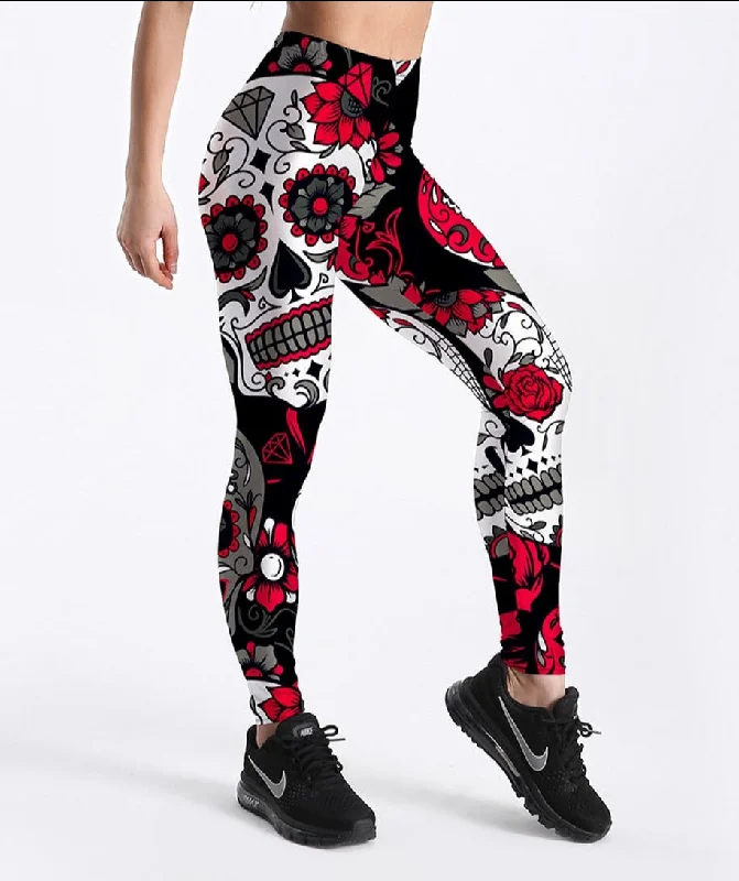 Price Buster Cartoon Ice Cream God Horse Skull Digital Printed Legging Womens Star Stretch Pants