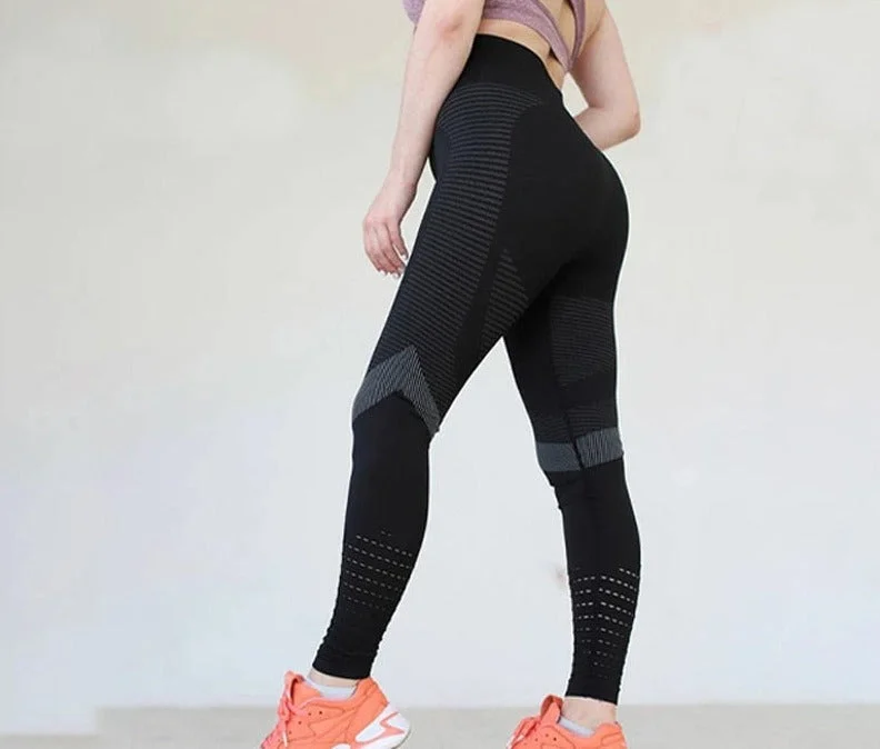 Blowout Sale High Waist Fitness Leggings Women Sexy Seamless Leggings Hollow Printed Workout Pants Push Up Slim Elasticity
