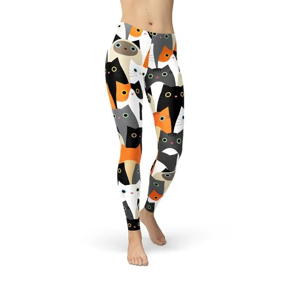 Massive Deals Womens All Over Print Cats Leggings