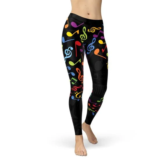 New Deals Womens Colorful Music Notes Leggings