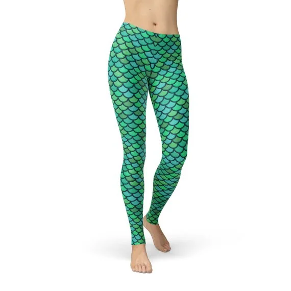 Special Price Womens Green Mermaid Leggings