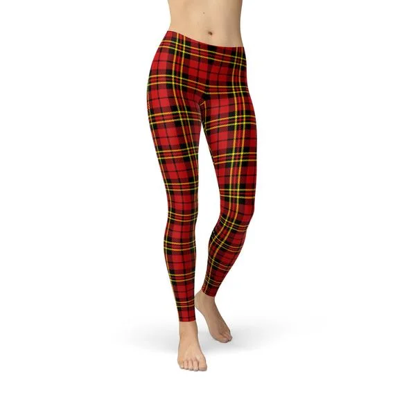 Fantastic Offers Womens Red Plaid Tartan Leggings